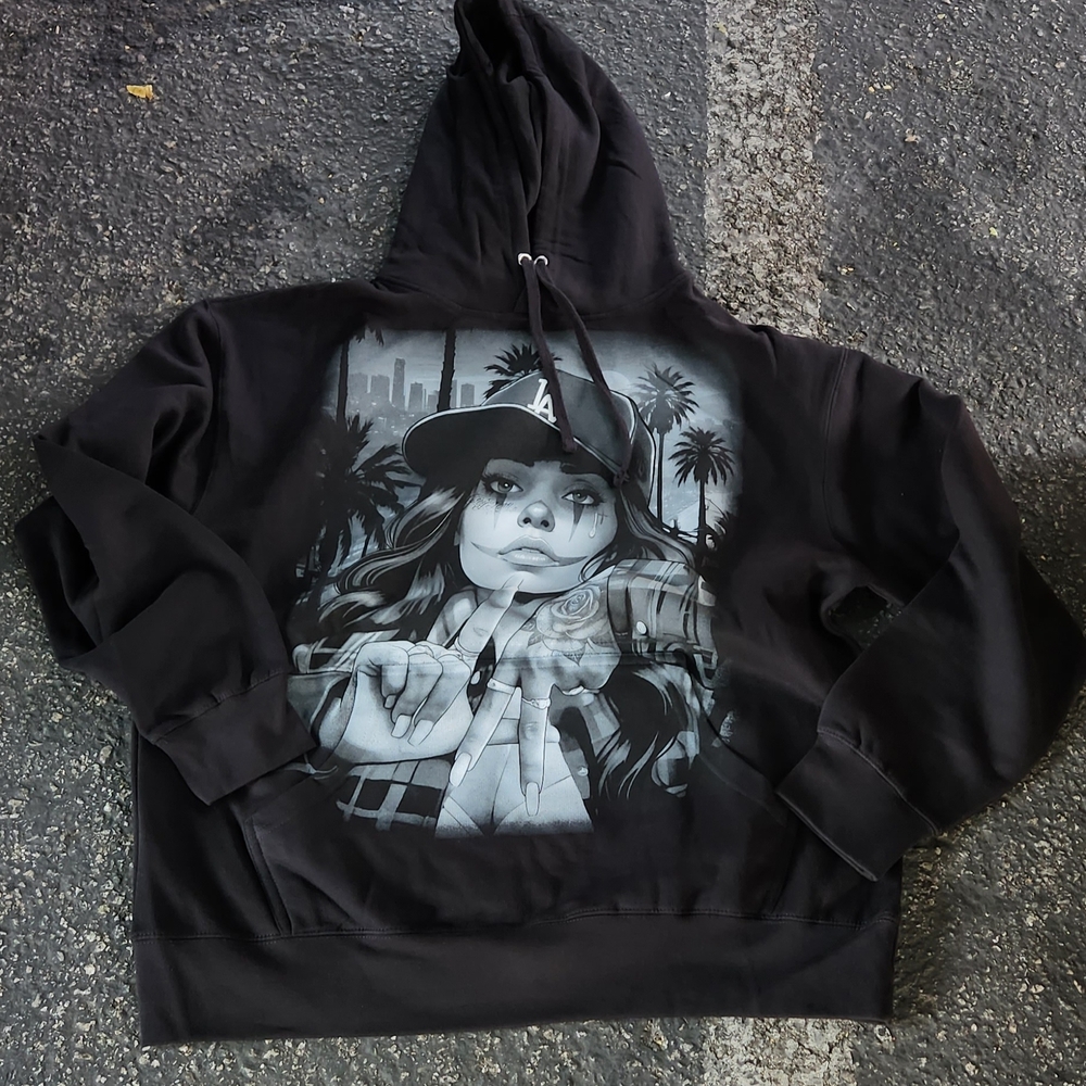 Black Hoodie with Clown Girl L.A